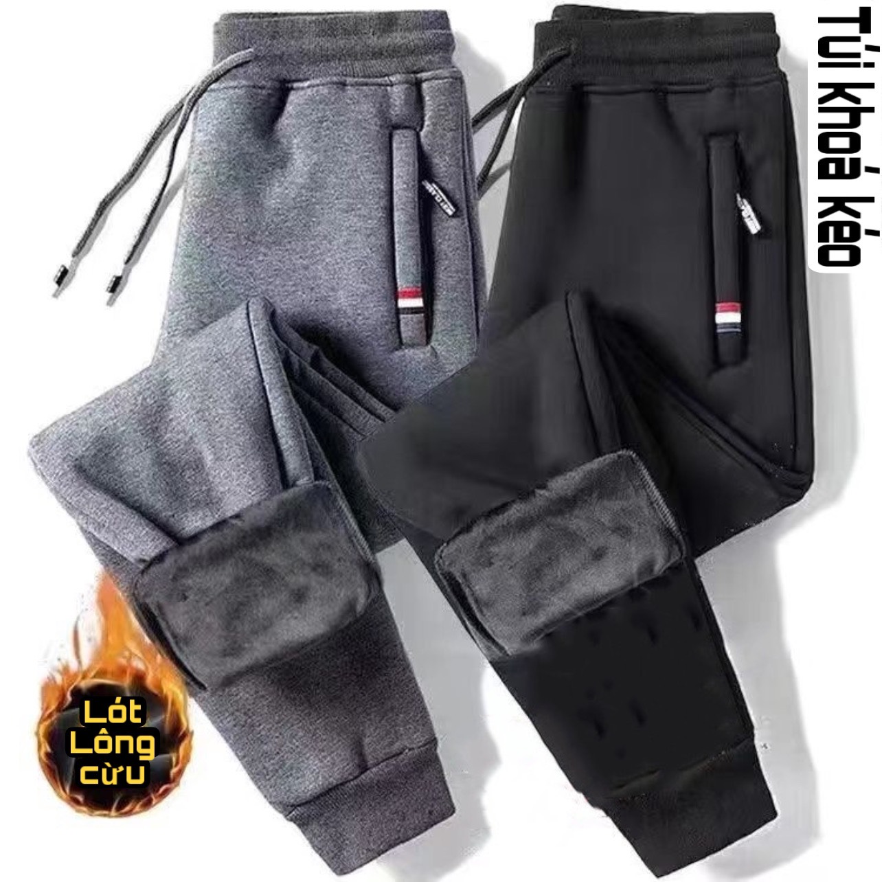 Quần nỉ lót lông nam dày siêu ấm chống chọi đại hàn nhà Vũ Gia