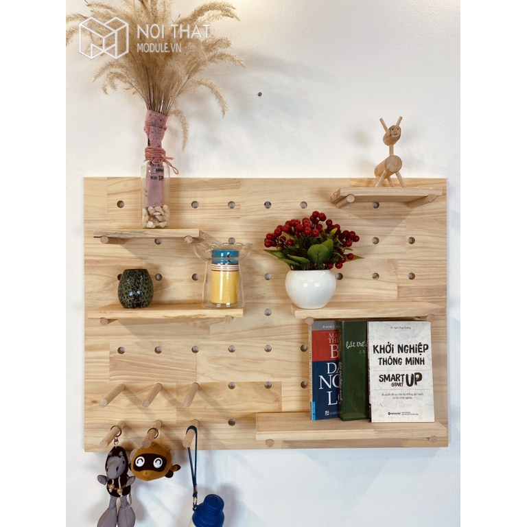 Bảng trang trí Pegboard Gỗ Bảng trang trí 2 vân gỗ kích thước 60cmx80cm