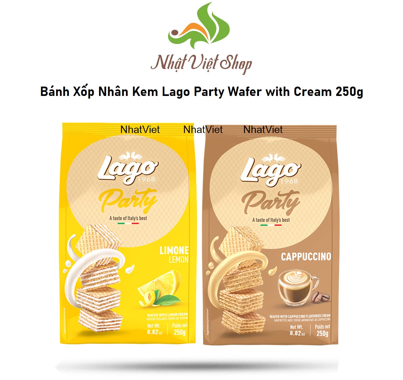 Bánh Xốp Nhân Kem Lago Party Wafer with Cream 250g