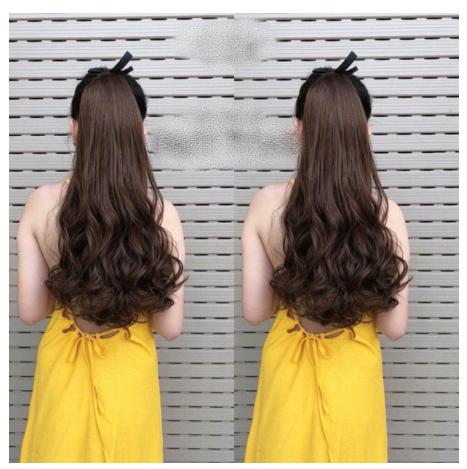 Tóc giả buộc xoăn đuôi dài sóng 48cm nâu vàng hạt dẻ