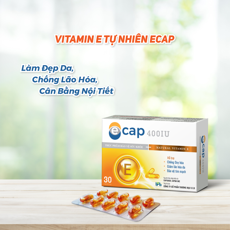 Vitamin E tự nhiên 400IU Ecap giúp đẹp da chống lão hóa của Nhật Bản