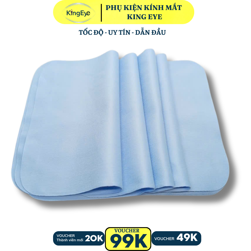 Combo 10 Khăn KingEye Pure V1 Cao Cấp Xanh lam cho Kính Mắt -Thiết Bị Quang Học - Điện Thoại - Máy Tính
