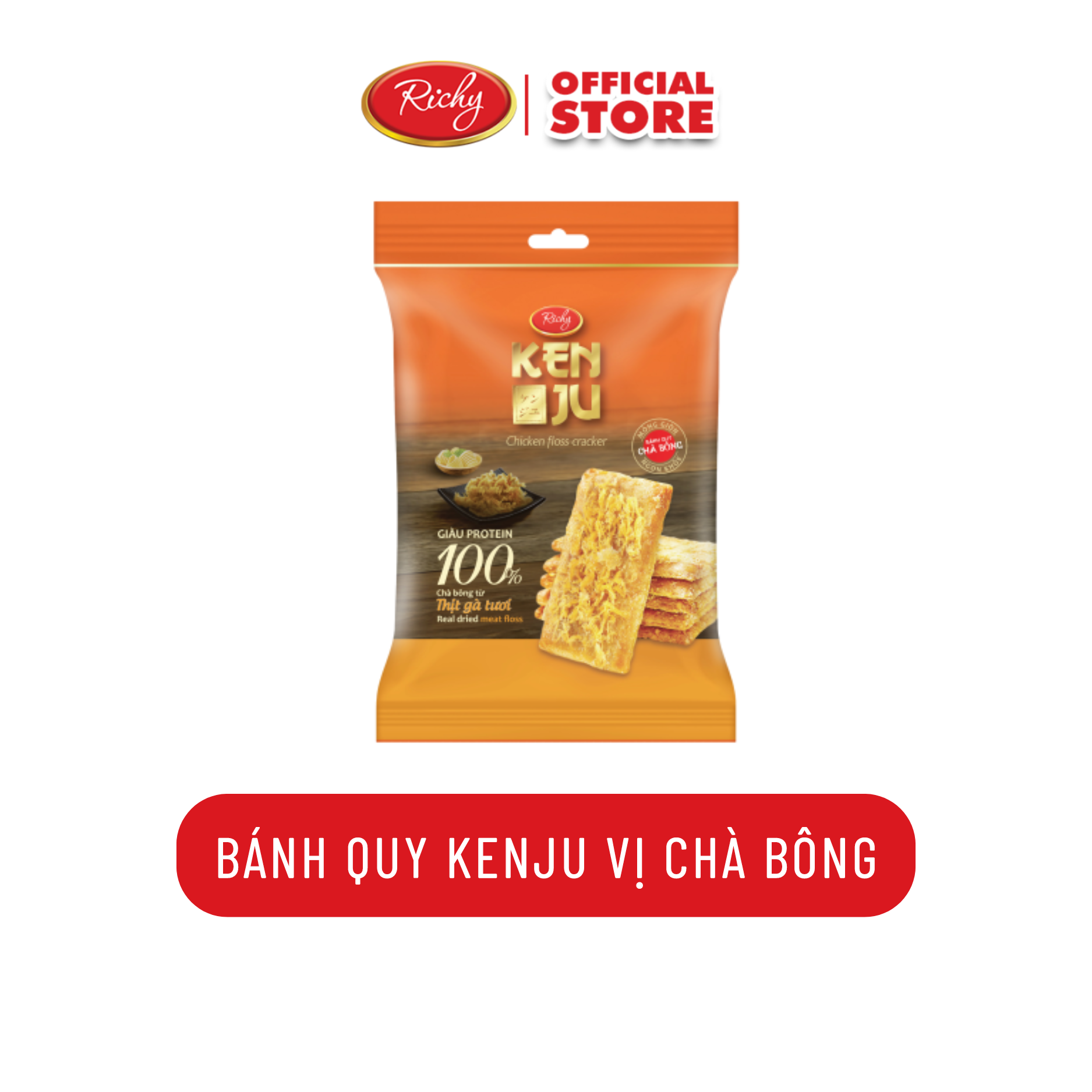 Bánh Kenju chà bông túi 192g, Bánh quy ăn sáng dinh dưỡng - Bánh kẹo Richy