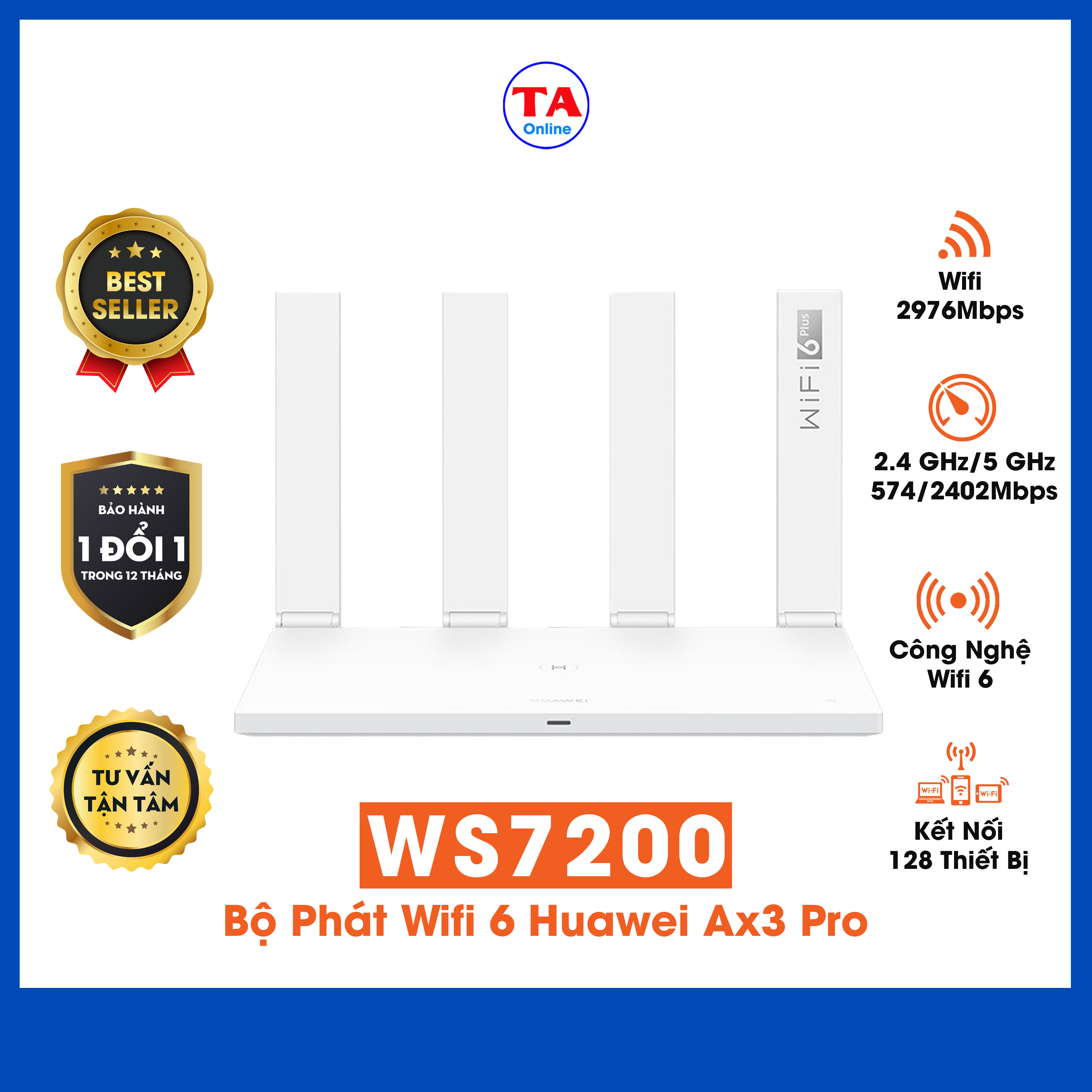 Router WiFi 6 Huawei Ax3 Pro WS7200 (Quad-core) Huawei Ax3 Pro WS7100 (Dual-core) - Hàng chính hãng
