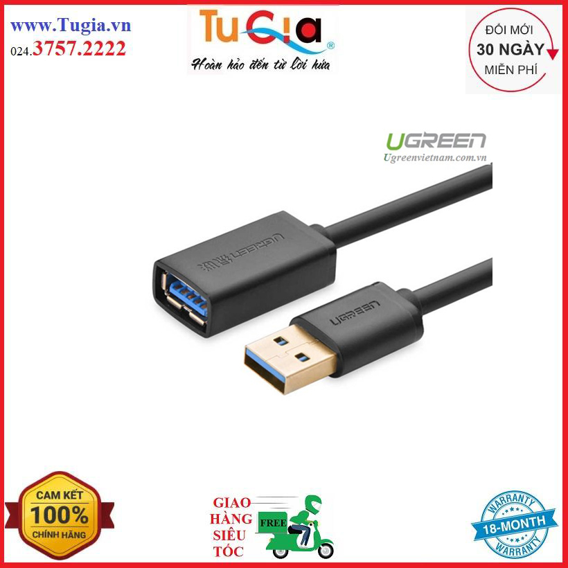 Dây cáp usb 3.0 nối dài mạ vàng ugreen 30126-hàng chính hãng