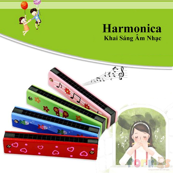 Đồ chơi nhạc cụ cho bé harmonica gỗ trẻ em.