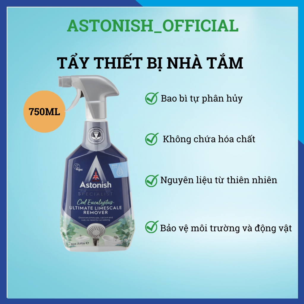 Vệ sinh nhà tắm Astonish tẩy rửa sen vòi bồn sứ nhà tắm hương chanh C6940