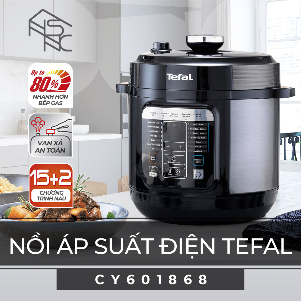 Nồi áp suất điện Tefal CY601868 - 6L 1000W - Hàng chính hãng