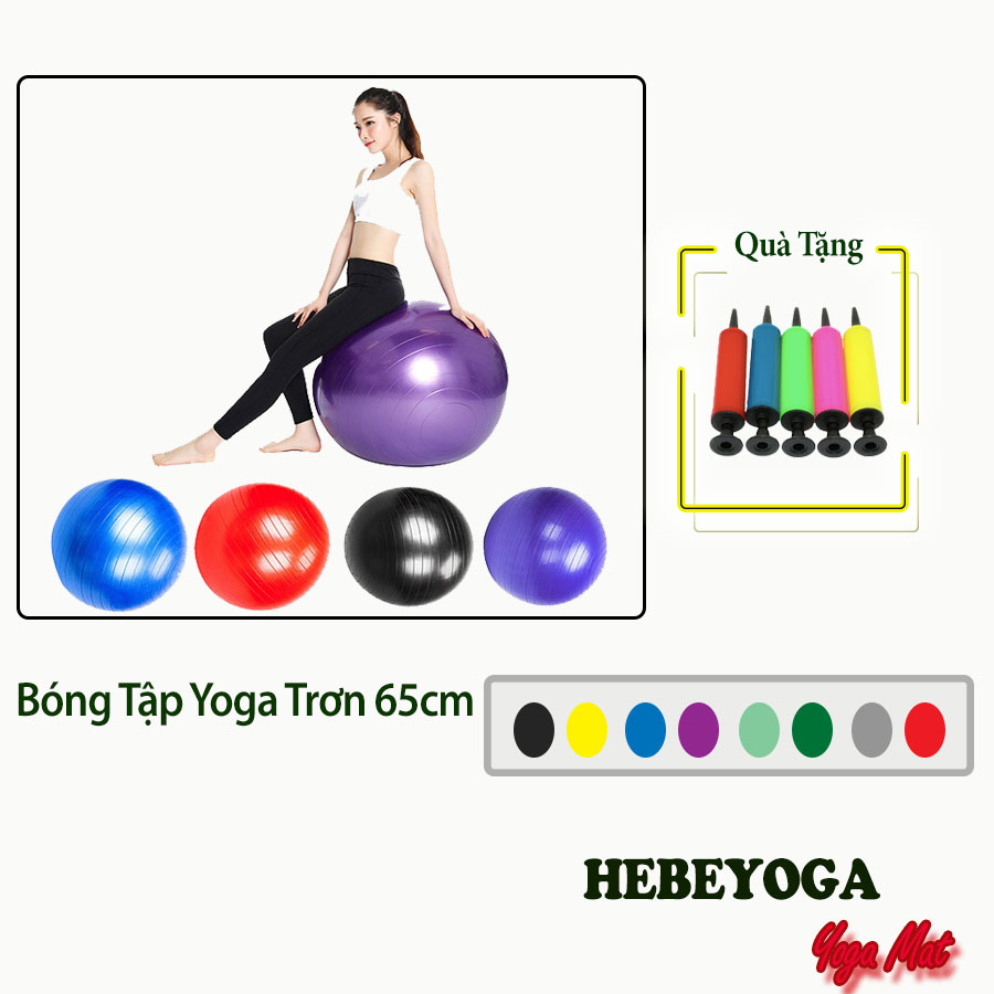 Bóng tập yoga 65cm trơn tặng kèm đồ bơm