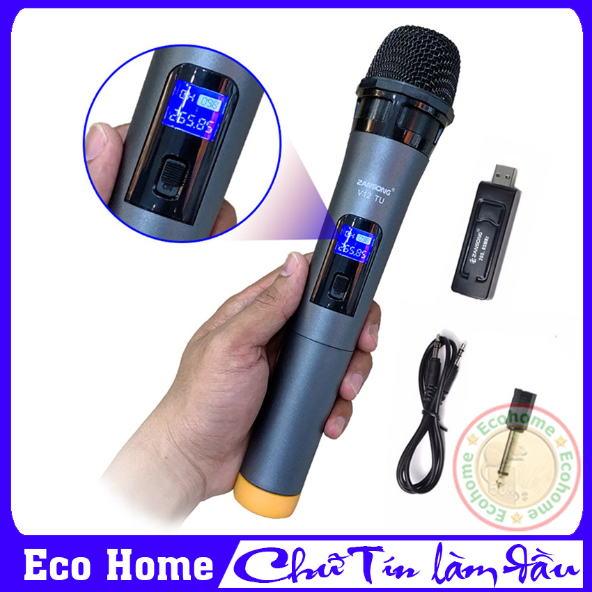 Micro không dây v12, mic v12, micro bluetooth không dây dùng cho loa kéo, amly - bảo hành 3 tháng tại eco home
