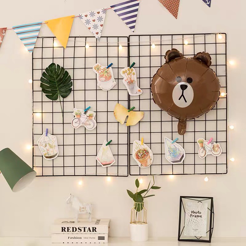 Khung Lưới Sắt, Tấm Lưới Sắt Sơn Tĩnh Điện Trang Trí Tường, Treo Ảnh Decor, SIZE 35x35cm VÀ 45x35 cm, TẶNG KÈM 2 ĐINH TREO CHUYÊN DỤNG