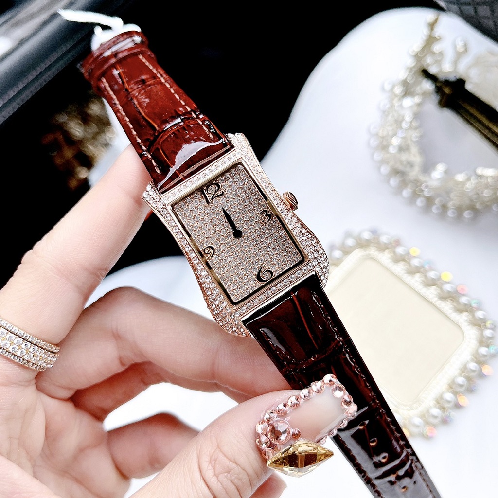 [HCM]Đồng Hồ Nữ Davena D31609 Dây Da Nâu 28x40mm Rose Gold Chính Hãng