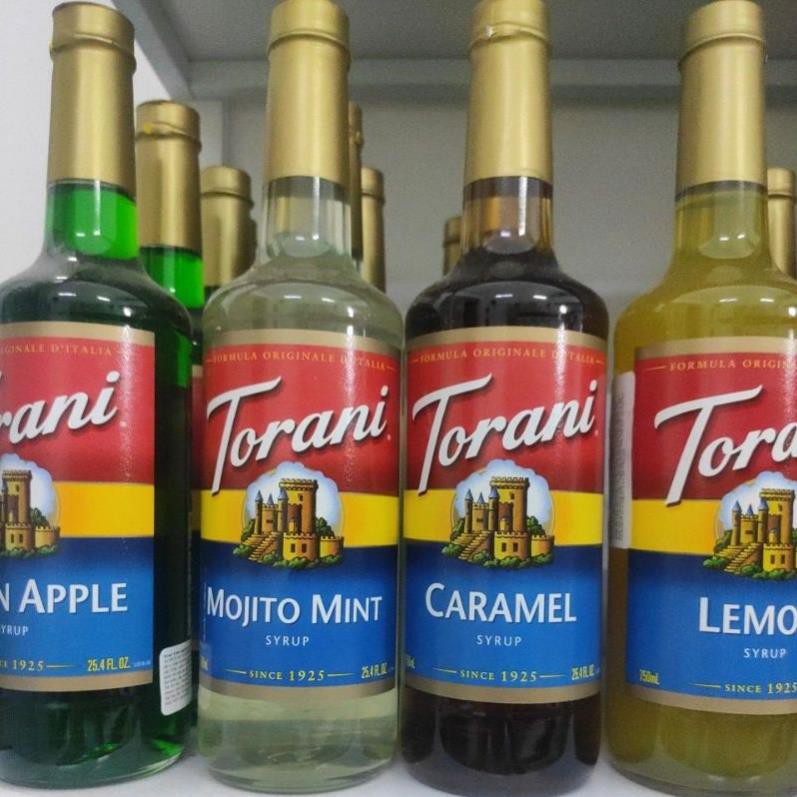Siro Torani 750ml đủ vị (dâu, vải, đào, táo, chocolate, dừa, vanila, việt quất, bạc hà, cherry, kiwi, xoài.