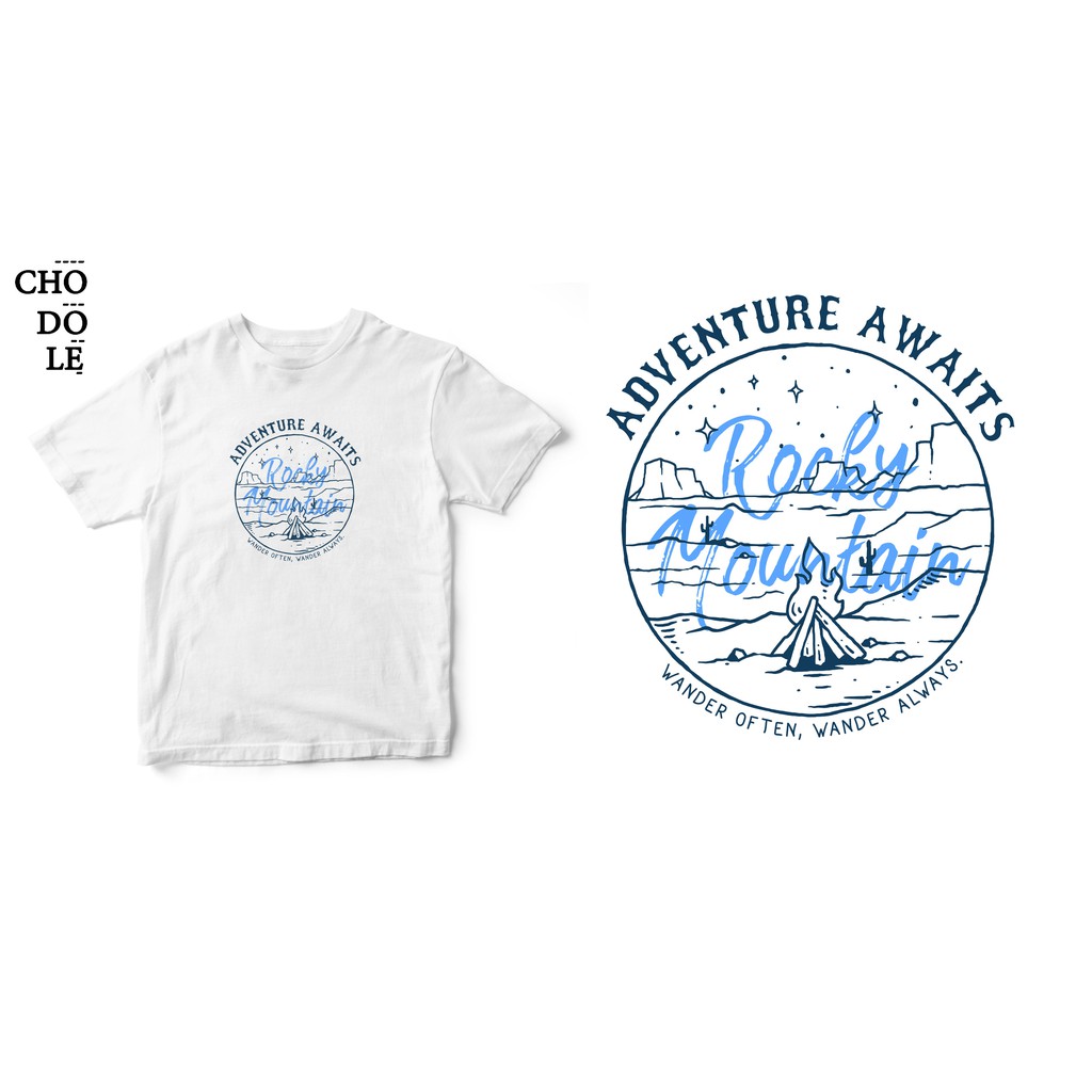 ÁO THUN UNISEX COTTON  IN HÌNH ADVENTURE AWAITS, WANDER OFTEN - WANDER ALWAYS