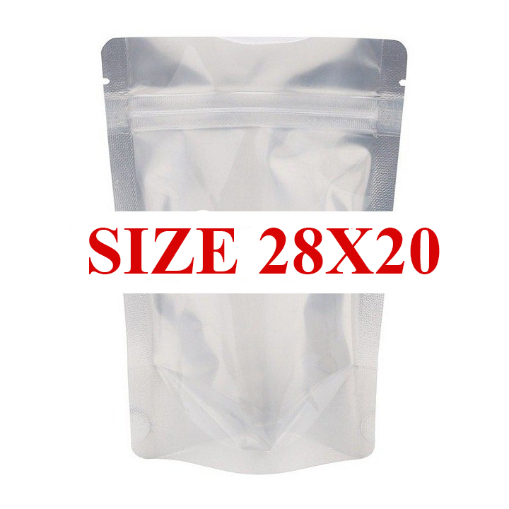 [Hàng Công Ty]1kg Túi zip đáy đứng mặt bạc mặt trong Loại 1 (túi zipper đáy đứng mặt bạc mặt trong Size 28*20))