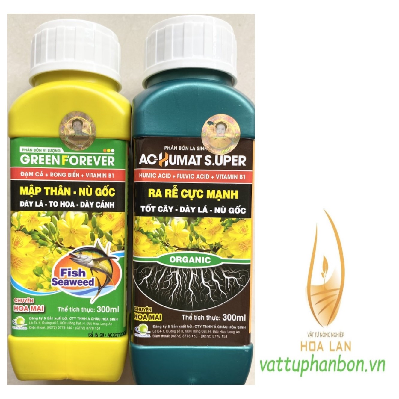 Phân bón ac humat s.uper + green forever cặp chuyên hoa mai - #020a# 600ml
