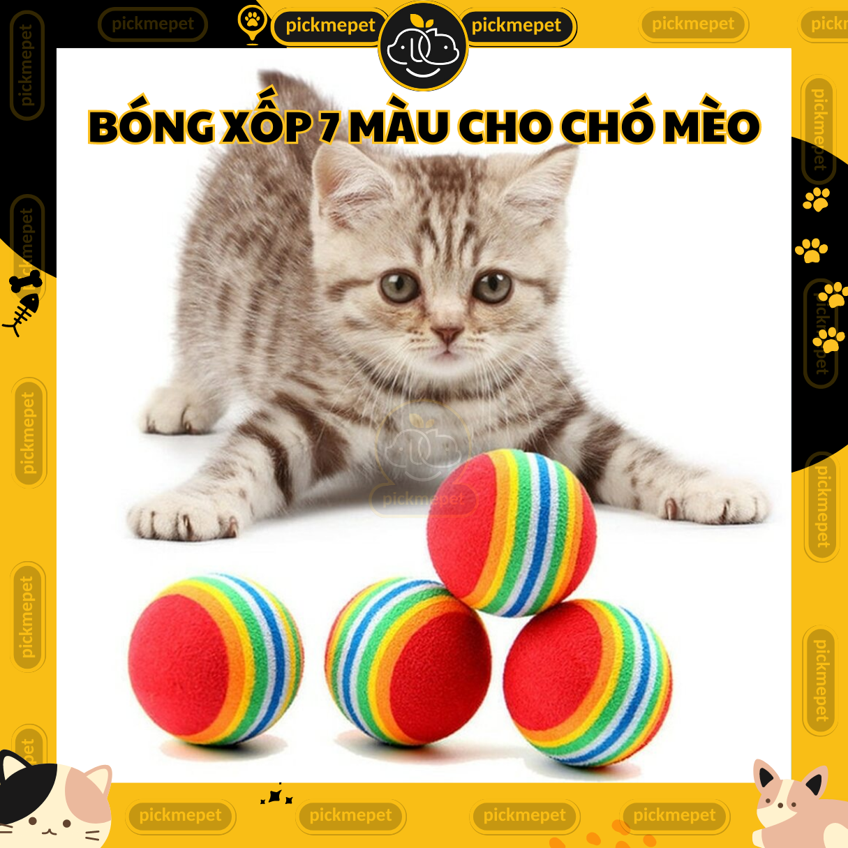 Đồ chơi bóng xốp 7 màu cho chó mèo