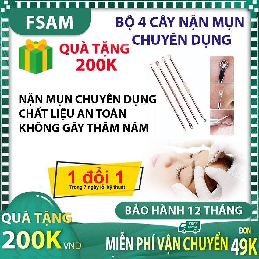 [HCM]Bộ 4 Cây Nặn Mụn Trứng Cá Mụn Đầu Đen Chuyên Dụng fsam
