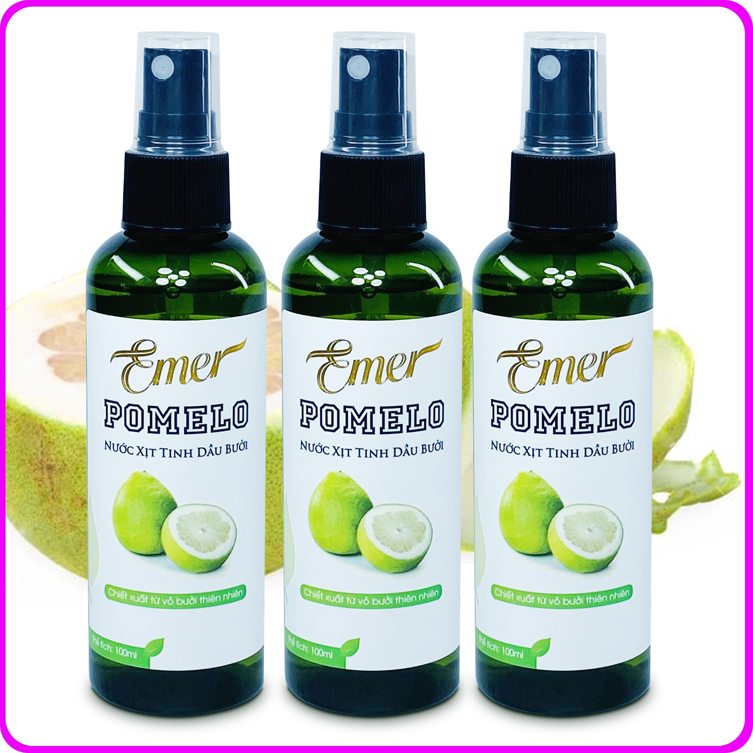 Bộ 3 chai tinh dầu bưởi kích mọc tóc Pomelo Emer (100ml x 3) giảm rụng tóc chăm sóc tóc chuyên sâu