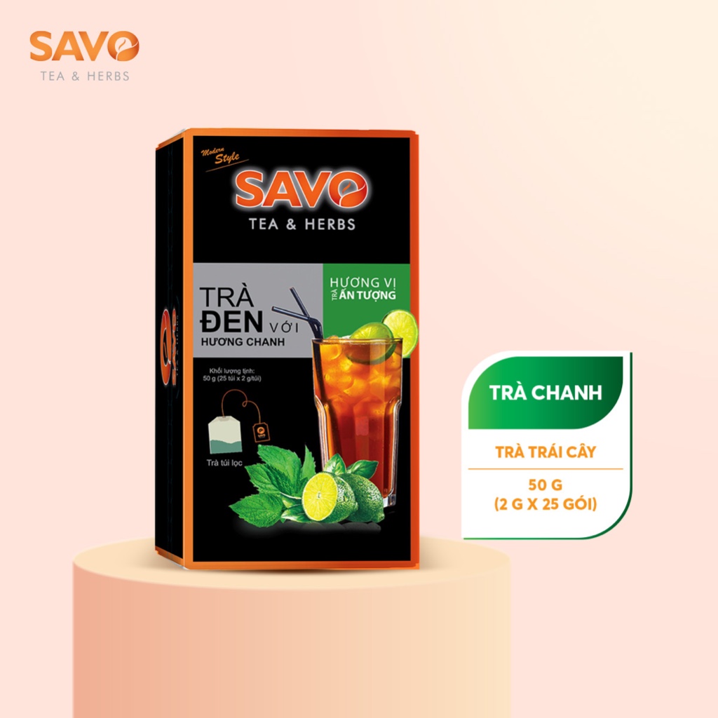 Trà chanh túi lọc savo - hộp 25 gói x 2g
