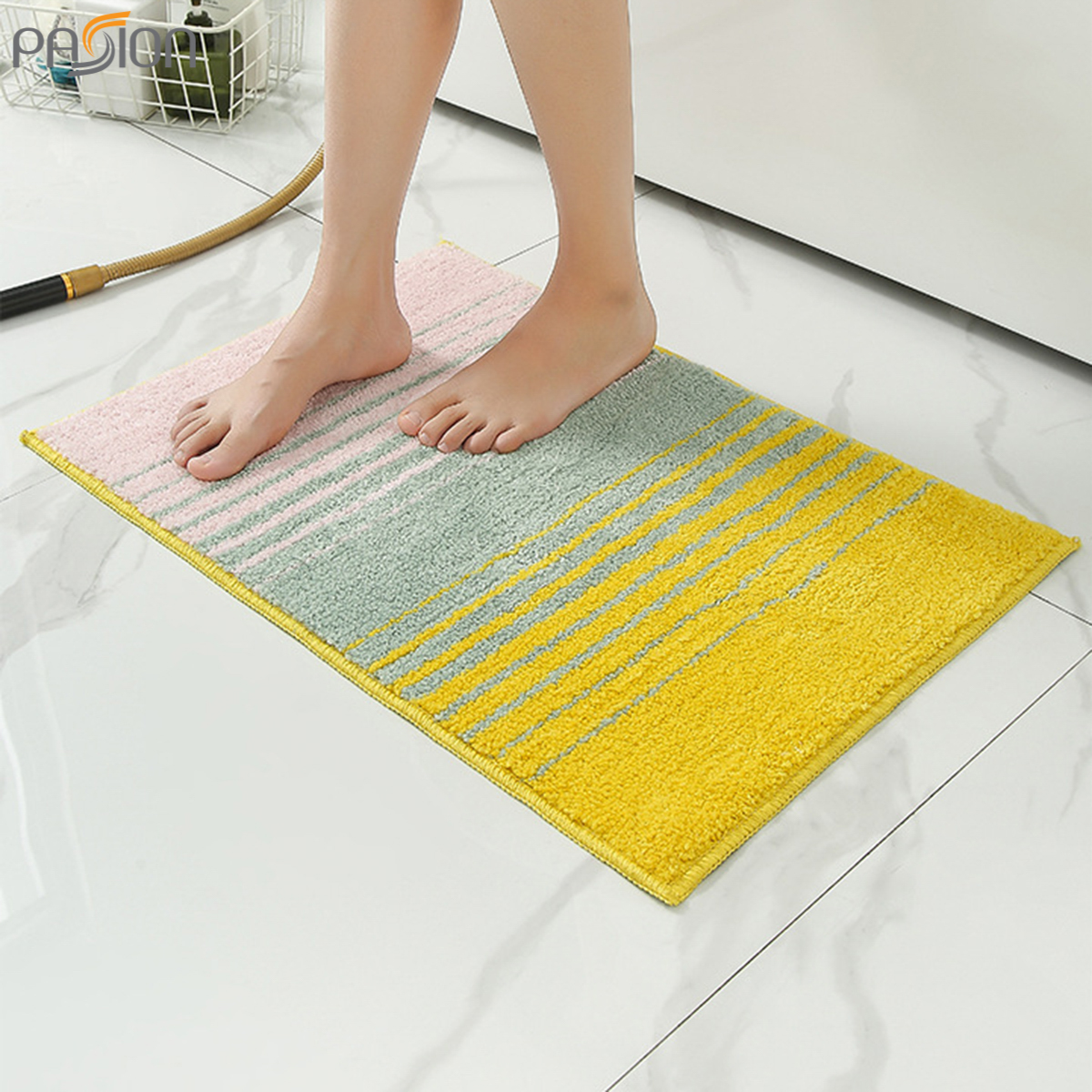 Thảm Lau Chân Sợi Len Thấm hút Đế cao su Chống Trượt Cao Cấp Phối Màu Họa Tiết Đơn Giản