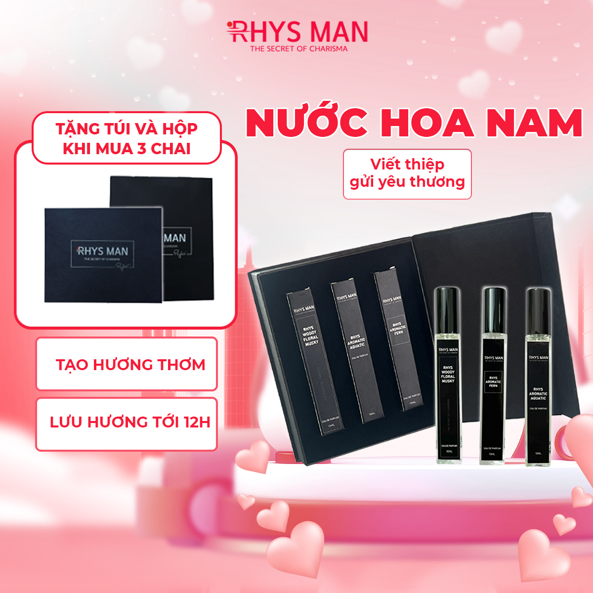 Nước hoa nam RHYS MAN lịch lãm và cuốn hút Rhys Homme 10ml - Hàng chính hãng