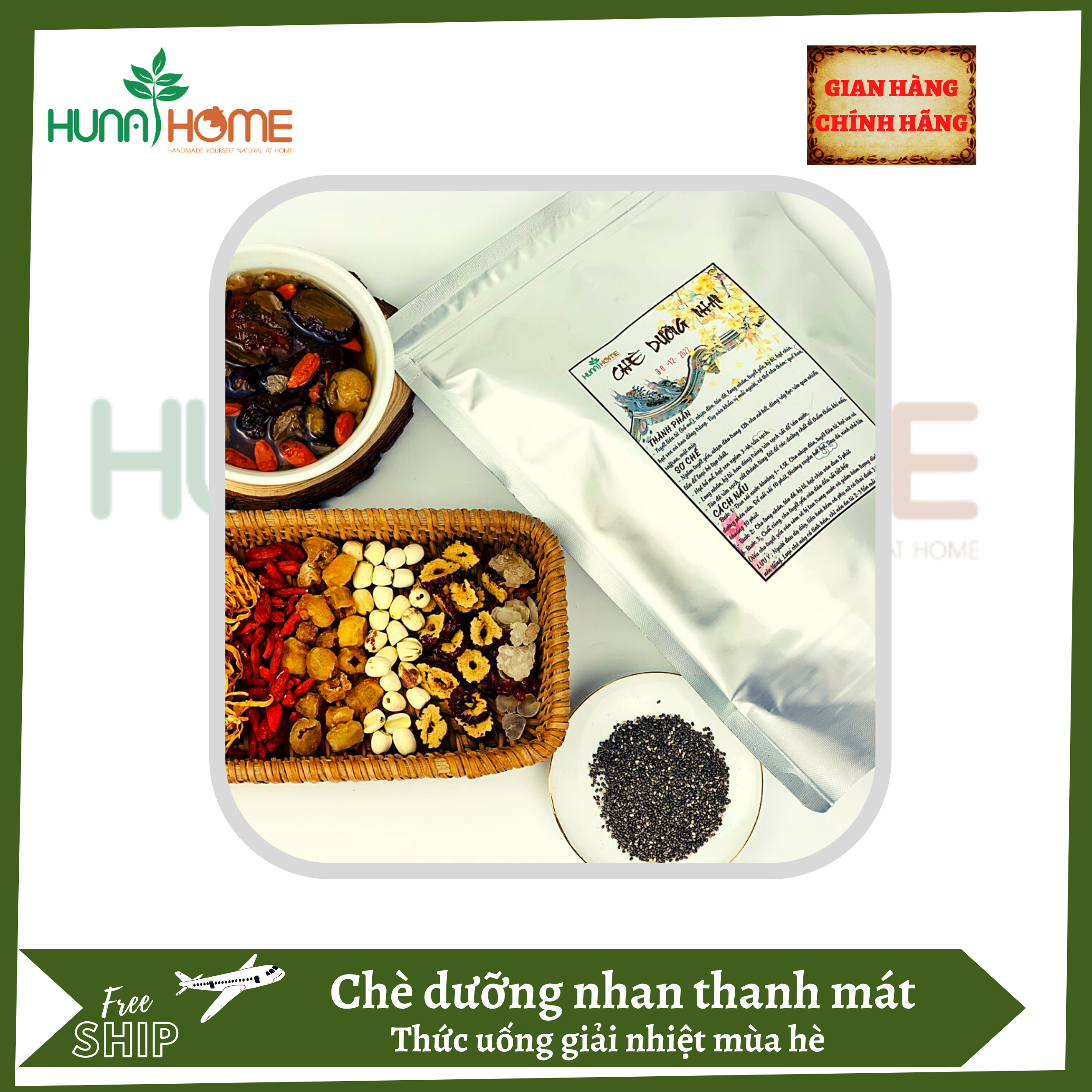 Chè dưỡng nhan tuyết yến, nhựa đào thanh mát bồi bổ cơ thể Hunahome sét nấu 1 lần cho 4 người ăn