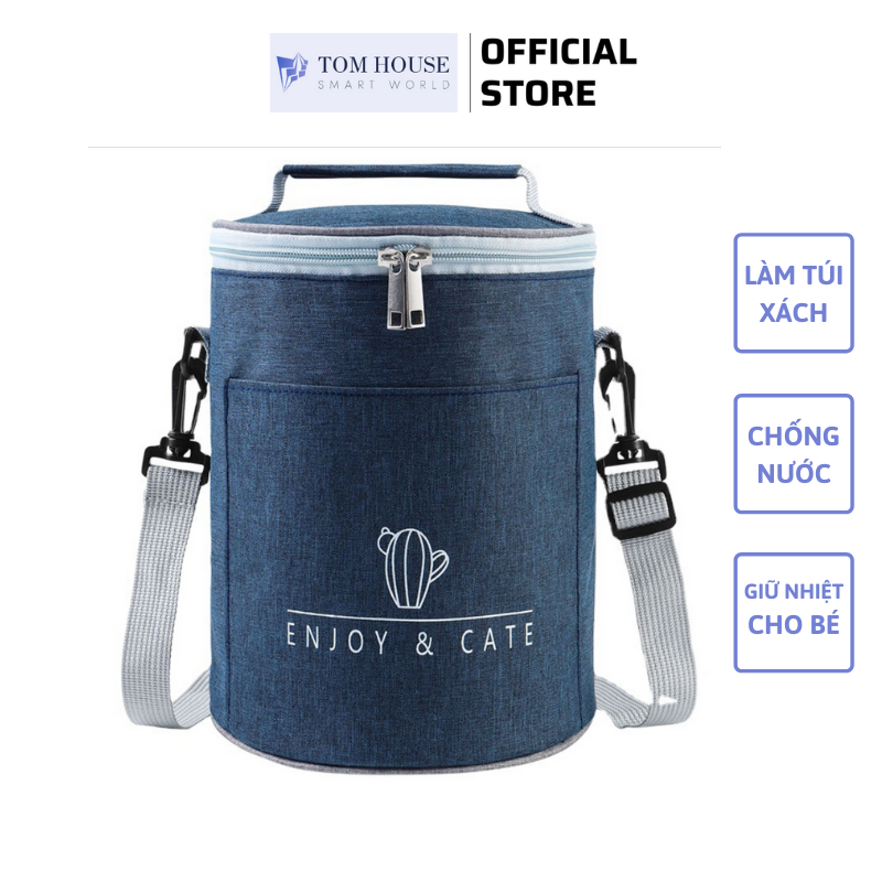 [HCM]Túi Giữ Nhiệt Hình Trụ Kích Thước Lớn Chống Nước Đựng Hộp Cơm Đồ Cho Bé Văn Phòng