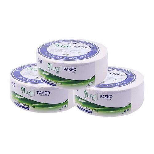 Combo 3 cuộn giấy vệ sinh cuộn lớn livi eco paseo 700g - 2 lớp