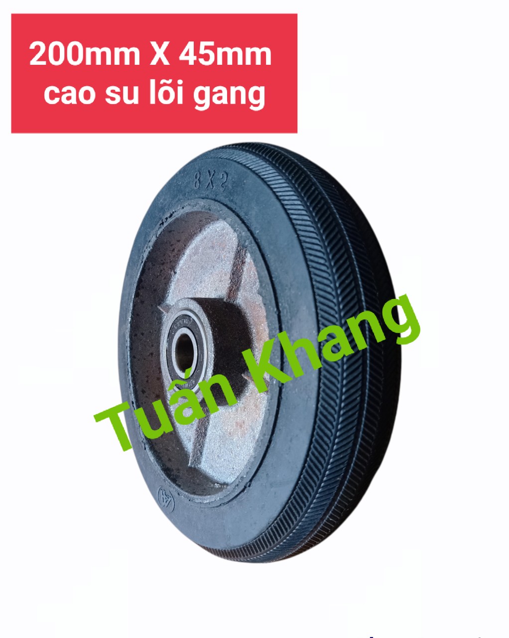 Bánh xe 200mm cao su gan có vòng bi