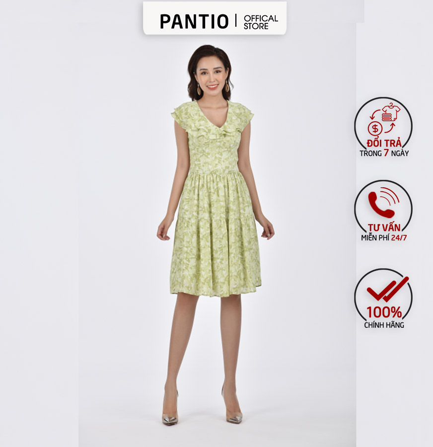 Đầm công sở hoạ tiết cổ chữ v fdc33085 - pantio