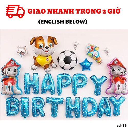 Bộ bong bóng sinh nhật Paw Patrol set combo balloon party cch35