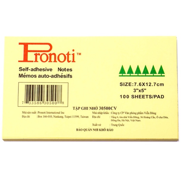 Giấy ghi chú Pronoti - giấy note vàng Pronoti 3x5