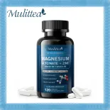 Mulittea Viên nang Magnesium Glycine 500mg với kẽm Vitamin D3 và B6 Thúc đẩy chức năng thần kinh, ruột và thư giãn - Viên nang chay 60 cho nam và nữ