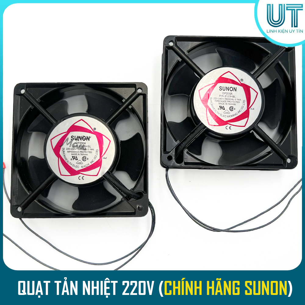 Quạt tản nhiệt 220V SUNON DP200A 12cm x12cm 3,8cm - Quạt hút mùi, quạt thông gió gia đình (Chính hãng)