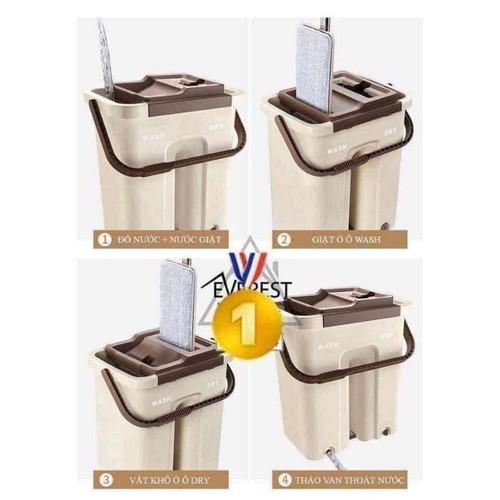 Bộ chổi lau nhà tự vắt thông minh có thùng đựng nước