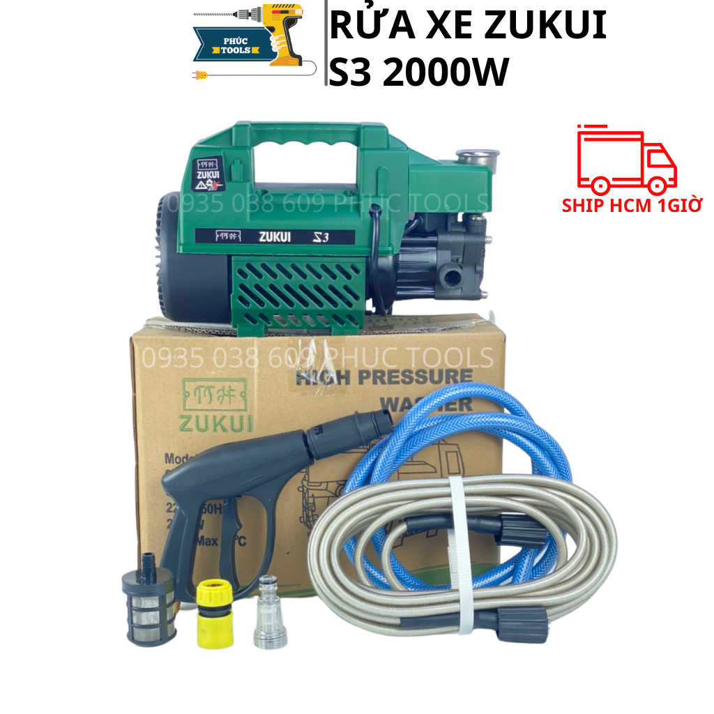 Máy rửa xe mini zukui s3 2000w bảo hành 12 tháng