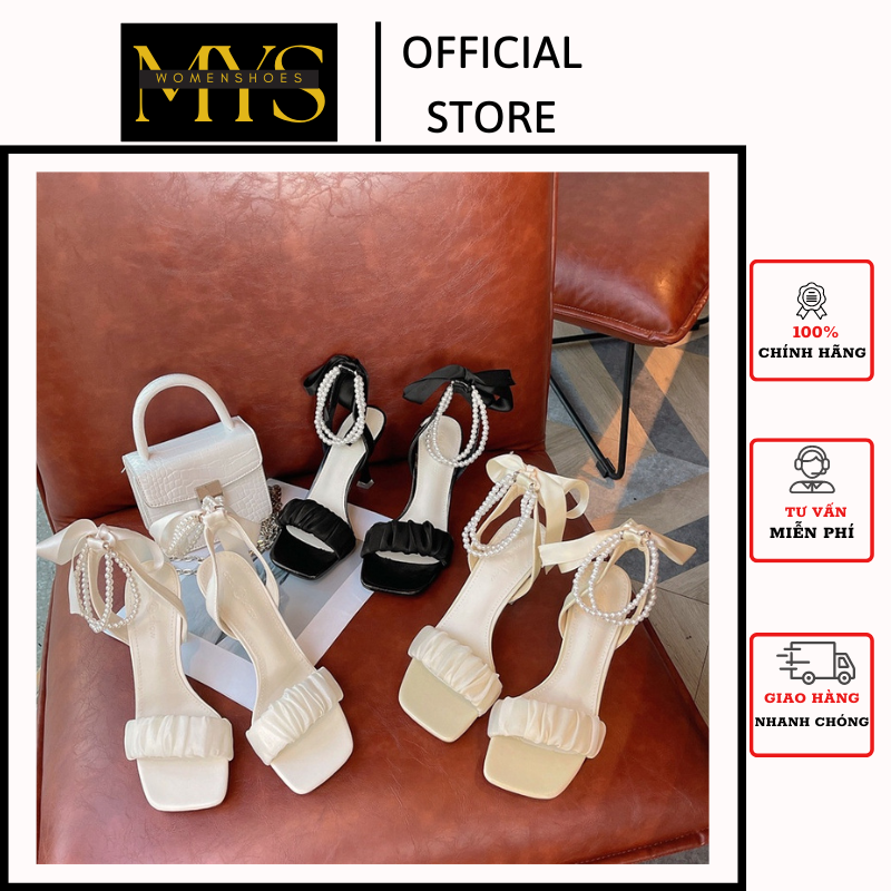 Giày cao gót sandal nữ đế nhọn thắt nơ quai ngọc 7 phân CG-0602 mysstore