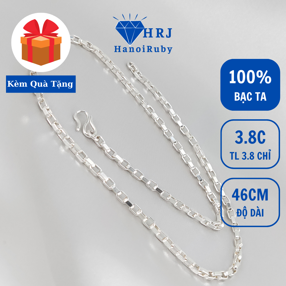 Dây chuyền nam Hanoi Ruby bạc ta 925 cao cấp mắt chữ nhật cá tính, thiết kế sang trọng, thời trang, vòng cổ nam bạc 925 Hanoi Ruby- Trang sức Hanoi Ruby