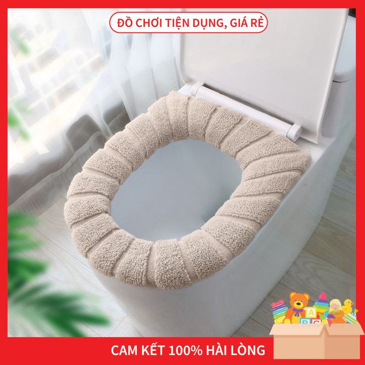 Miếng lót bồn cầu nỉ bông chống lạnh, êm ái - giao màu ngẫu nhiên