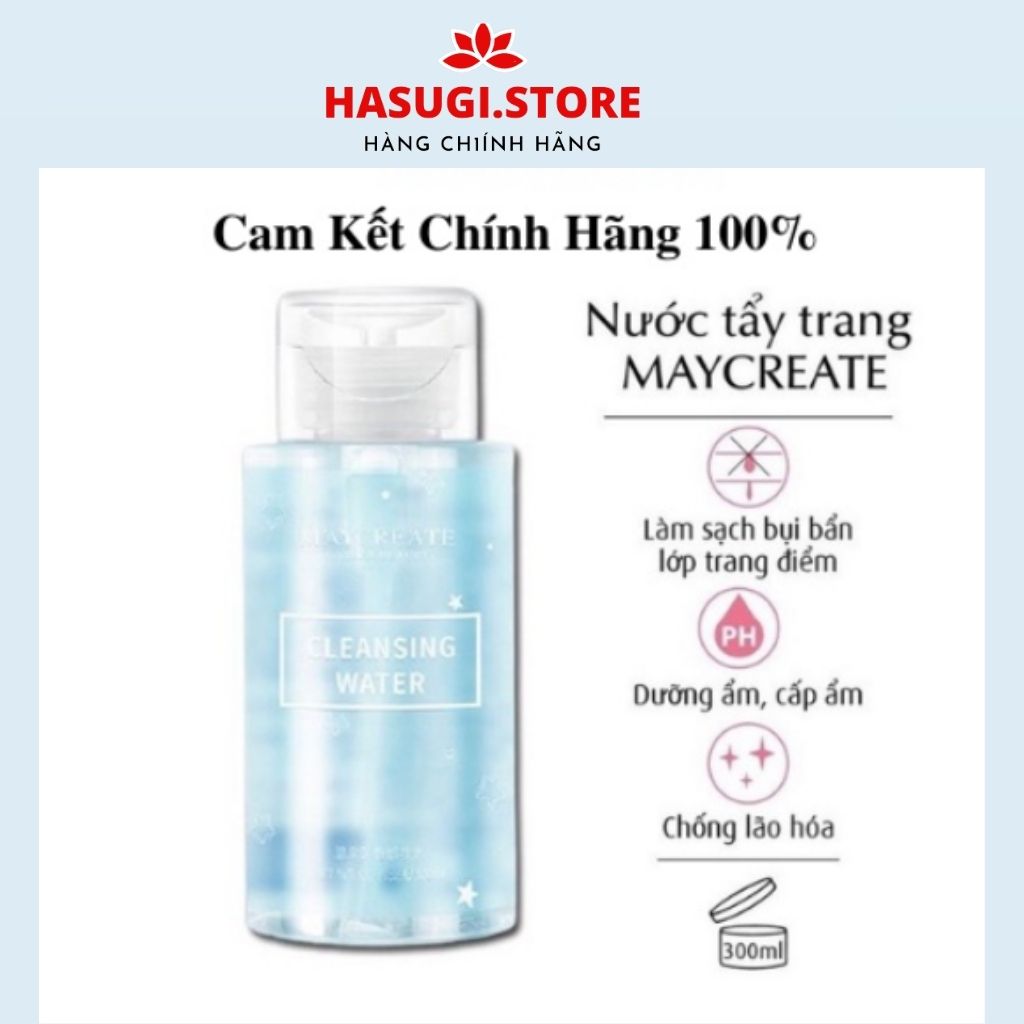 Nước tẩy trang maycreate, 300ml làm sạch sâu an toàn cho da