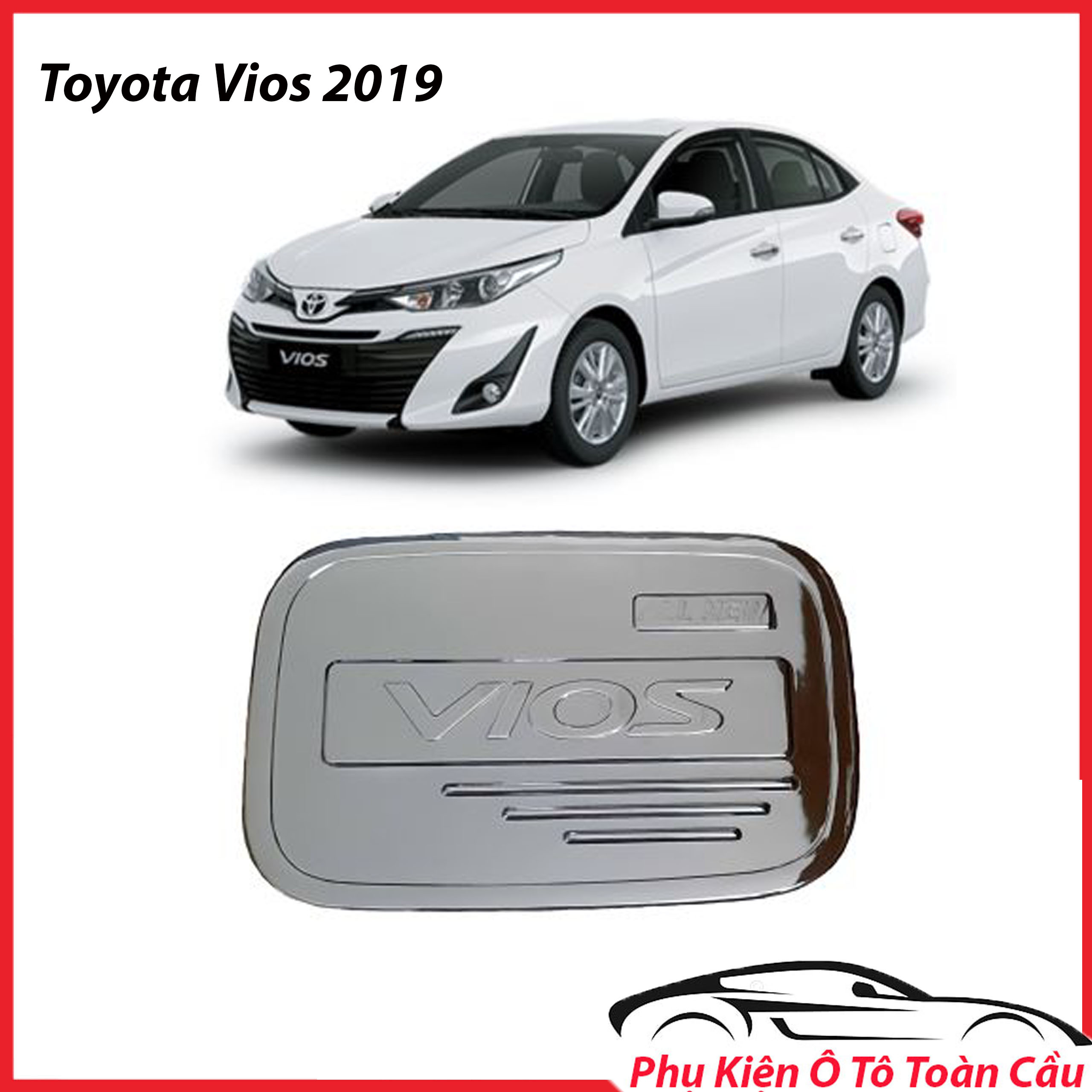 Ốp nắp xăng xe vios 2019 mạ crôm
