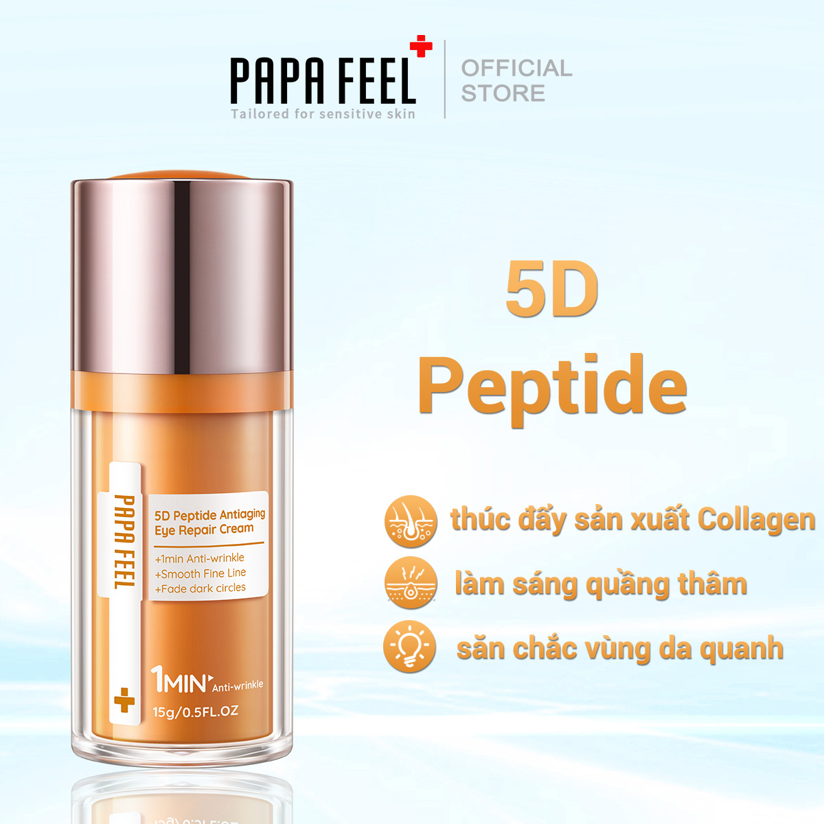 PAPA FEEL Kem mắt Chống nếp nhăn giảm thâm với Soluble Collagen+ Ceramide Eye Serum 15g