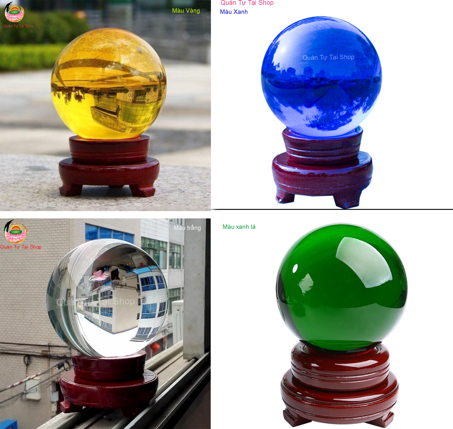 Qủa cầu pha lê, quả cầu phong thủy, Kích tài lộc, hóa giả hung sát - Size : 10 cm