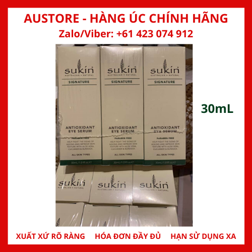[Bill Úc] Sukin Antioxidant Eye Serum 30ml - Tinh chất chống nếp nhăn vùng mắt Sukin 30mL