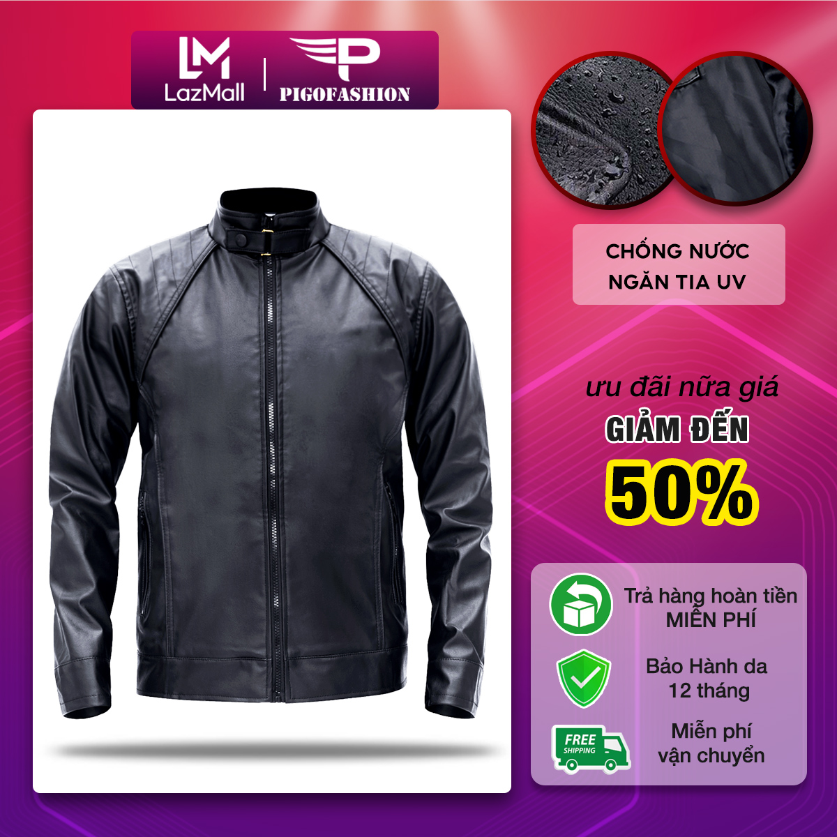 Áo Khoác Da Nam Lót Lông Pigo Fashion Thu Đông Ấm Áp Cfs Ad28 Cool 01 (Đen)