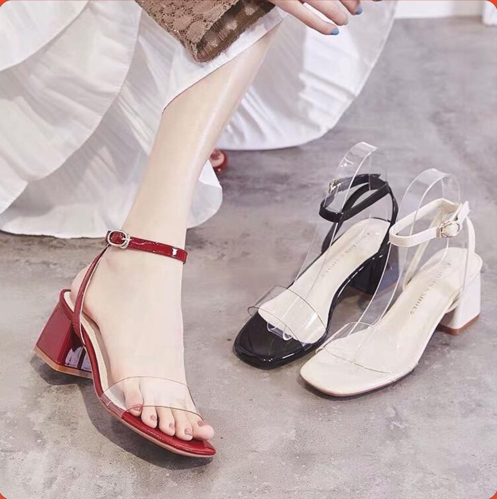 Giày sandan quai trong size 35-43 hở gót 5p mã lns5
