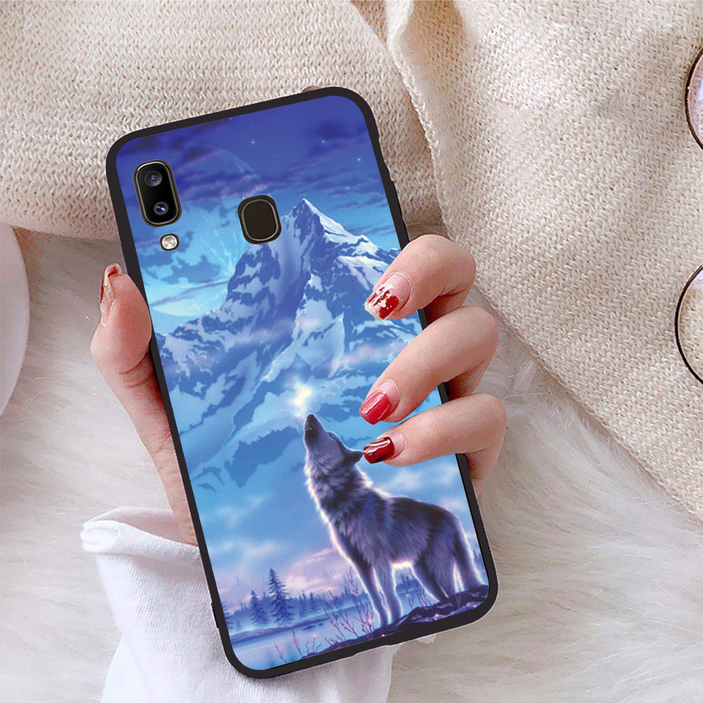 Ốp lưng iCase dành cho Samsung Galaxy A20 viền dẻo TPU BST Sói và ánh trăng