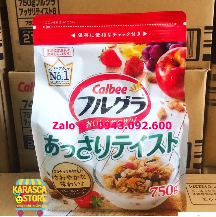 Ngũ Cốc Trái Cây Calbee Gói Đỏ Hàng Nội Địa Nhật 750gr (MẪU MỚI)