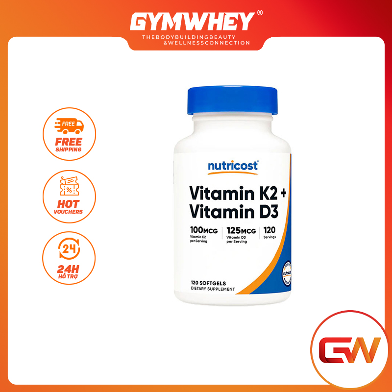 Nutricost vitamin k2 d3 viên uống tăng sức đề kháng, xây dựng cơ bắp, bảo vệ xương khớp